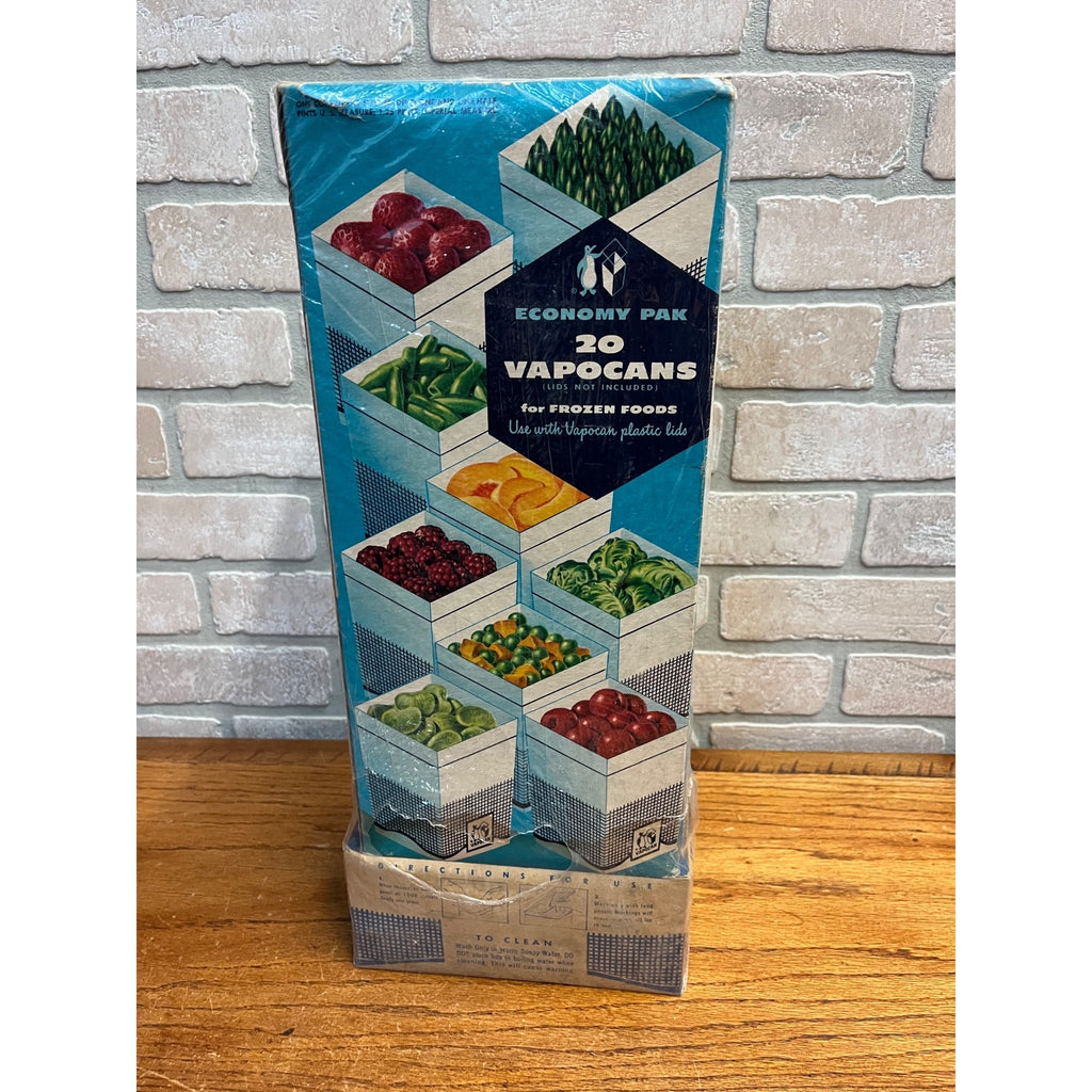 Vintage 1950s Unused VapoCans Wax Containers Frozen Foods 20-Pack Advertising