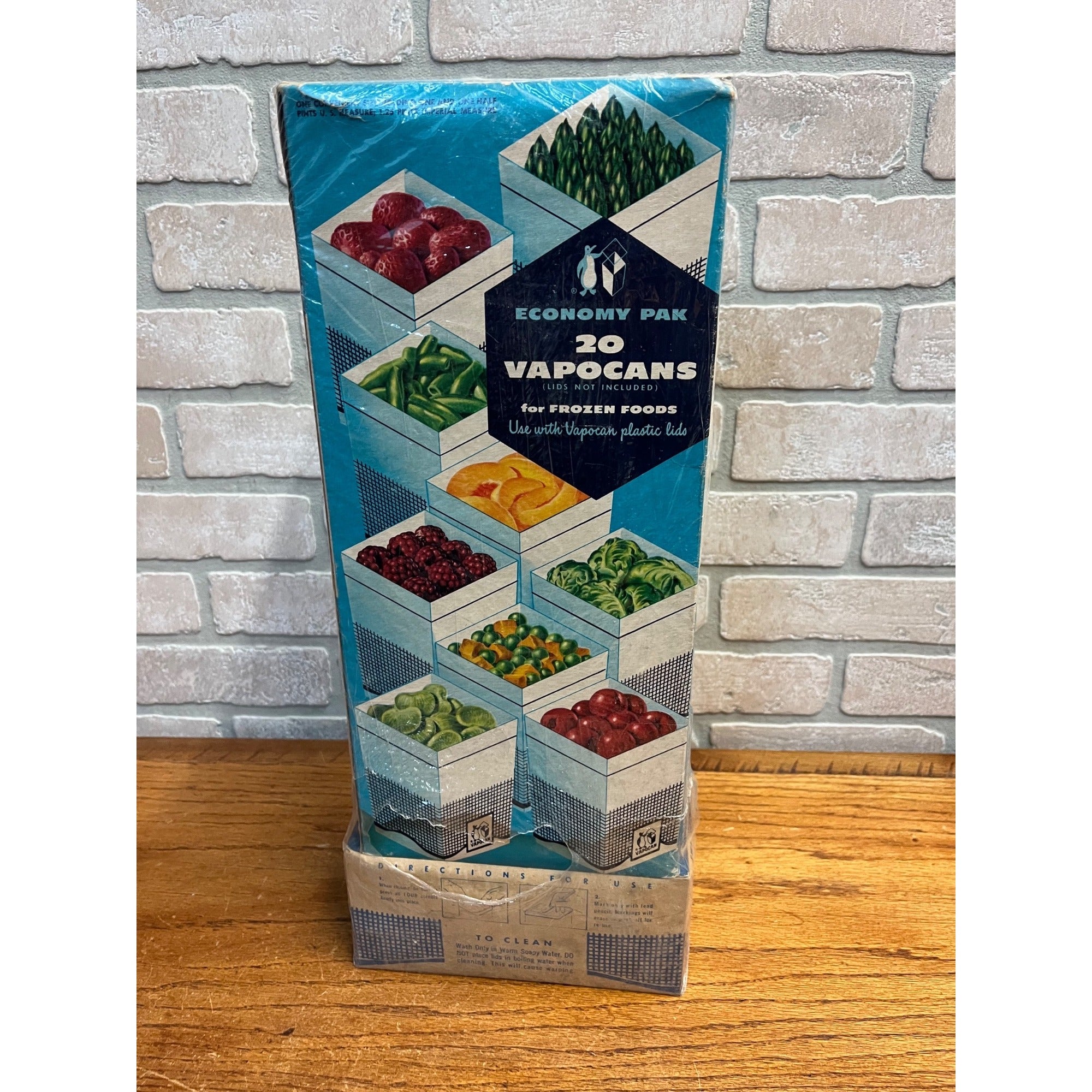 Vintage 1950s Unused VapoCans Wax Containers Frozen Foods 20-Pack Advertising