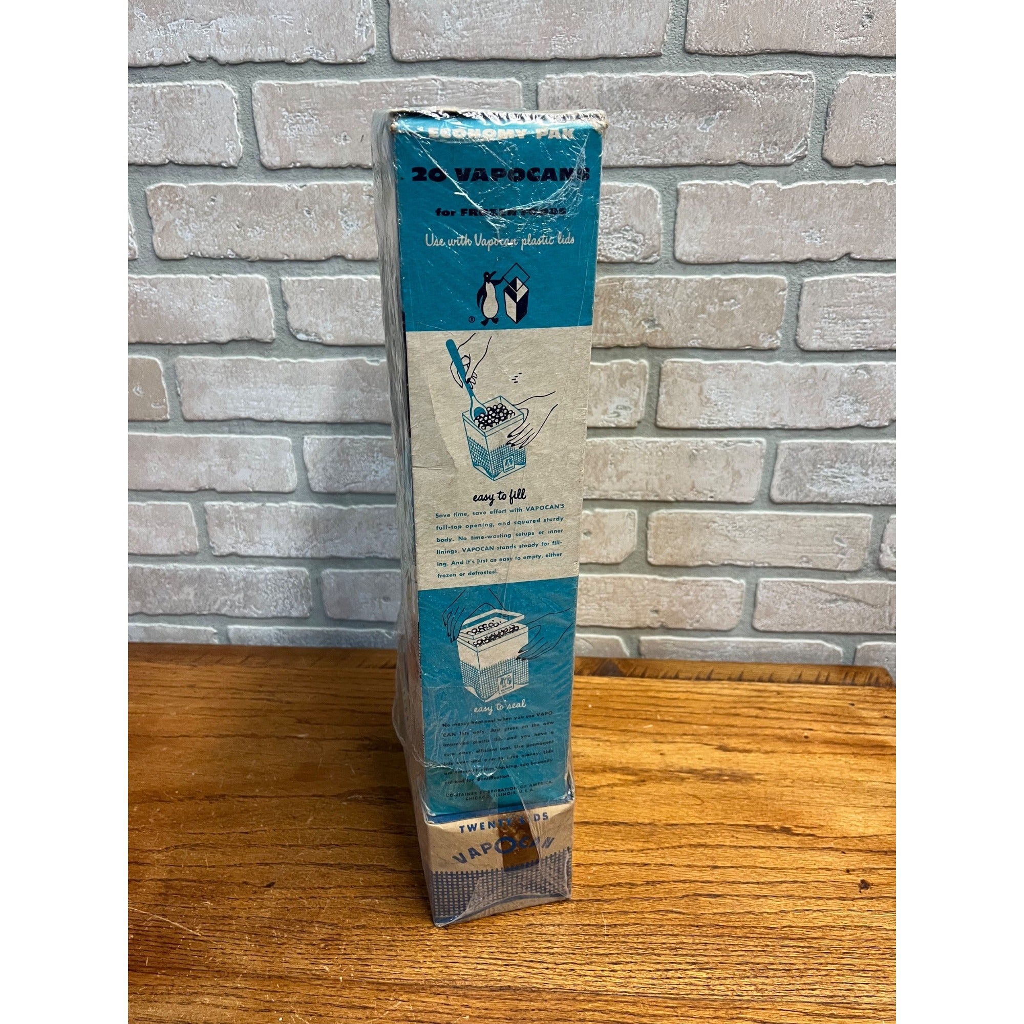 Vintage 1950s Unused VapoCans Wax Containers Frozen Foods 20-Pack Advertising