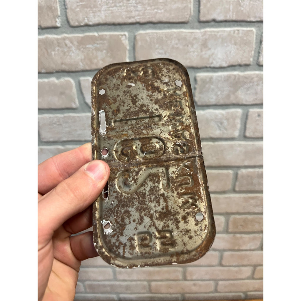 Vintage Wisconsin Bicycle Bike License Plate Embossed  Kewaskum 1964-1965