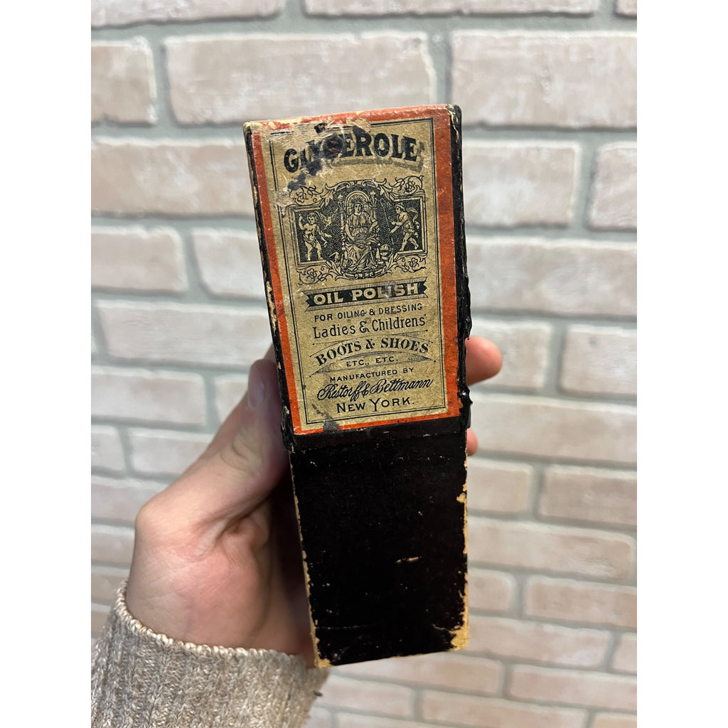 Antique c1890s Restorff & Bettmann’s Glycerole Shoe Oil Advertising Empty Box NY