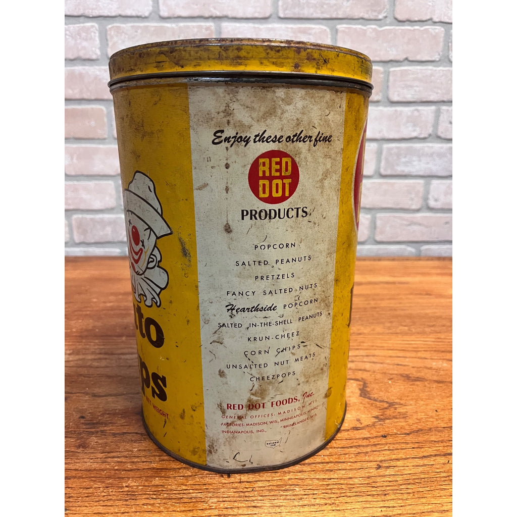 Vintage Red Dot Potato Chips 1lb Advertising Tin Empty Can Madison Wis Minneapolis MN