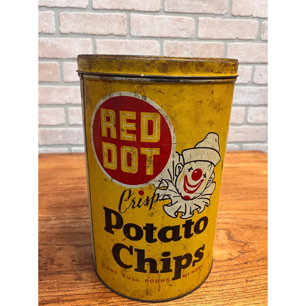 Vintage Red Dot Potato Chips 1lb Advertising Tin Empty Can Madison Wis Minneapolis MN