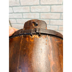 Antique Primitive 19th c. Wooden Water Well Pail Bucket w Iron Bail Handle 1880s