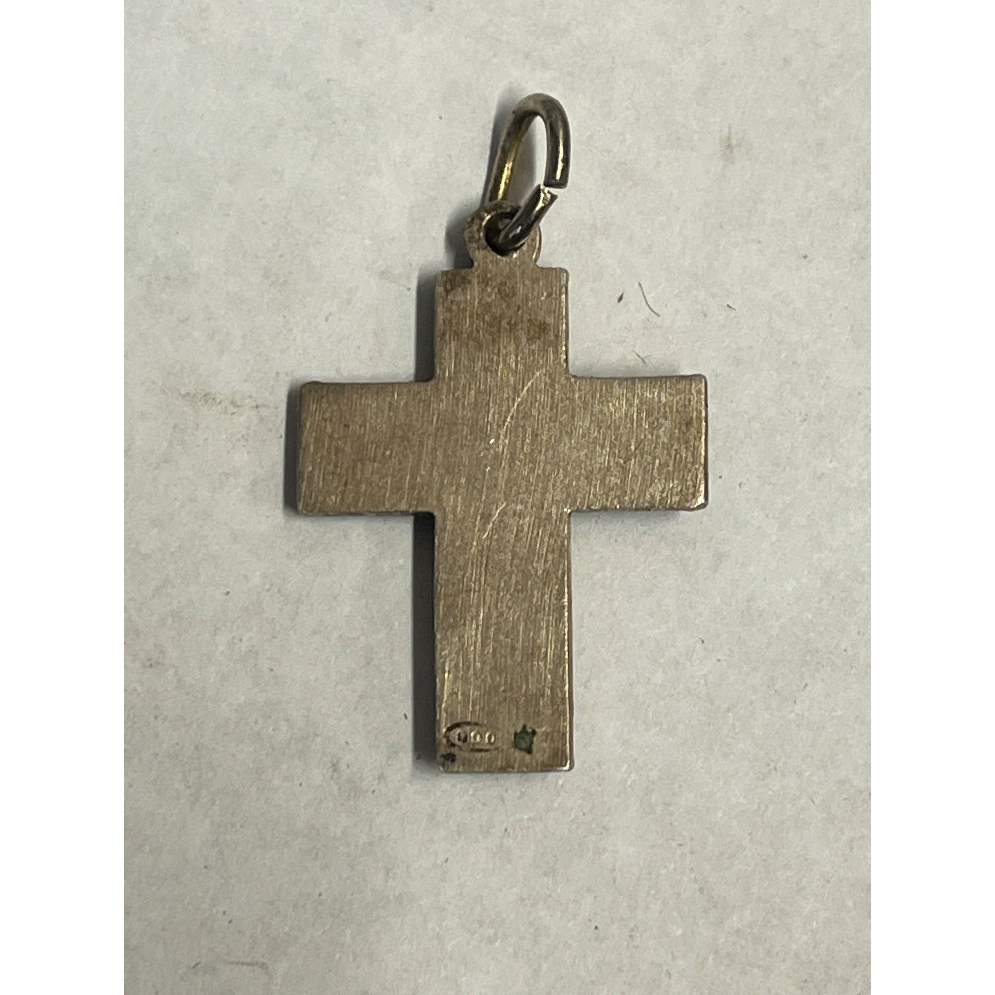 Vintage 900 Silver Millefiori Glass Cross Pendant Mexican Taxco Style Religious Charm