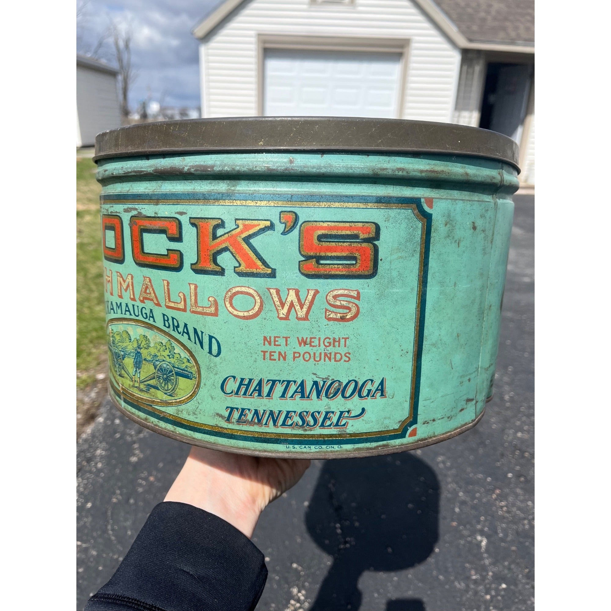 RARE Vintage Brocks Marshmallow Advertising Tin Chattanooga TN Chickamagua 5lb