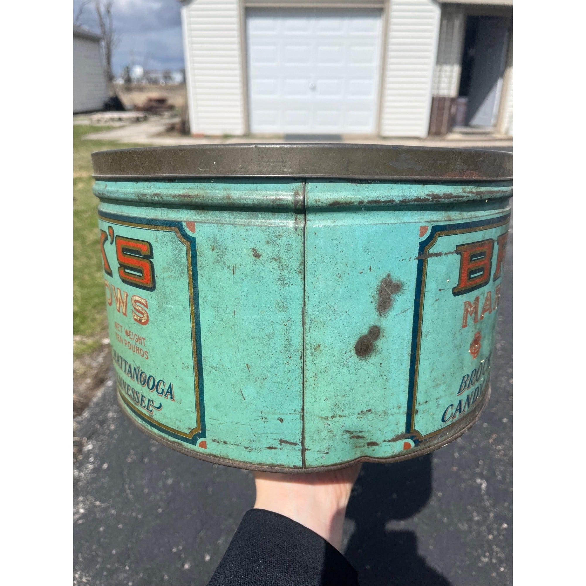 RARE Vintage Brocks Marshmallow Advertising Tin Chattanooga TN Chickamagua 5lb