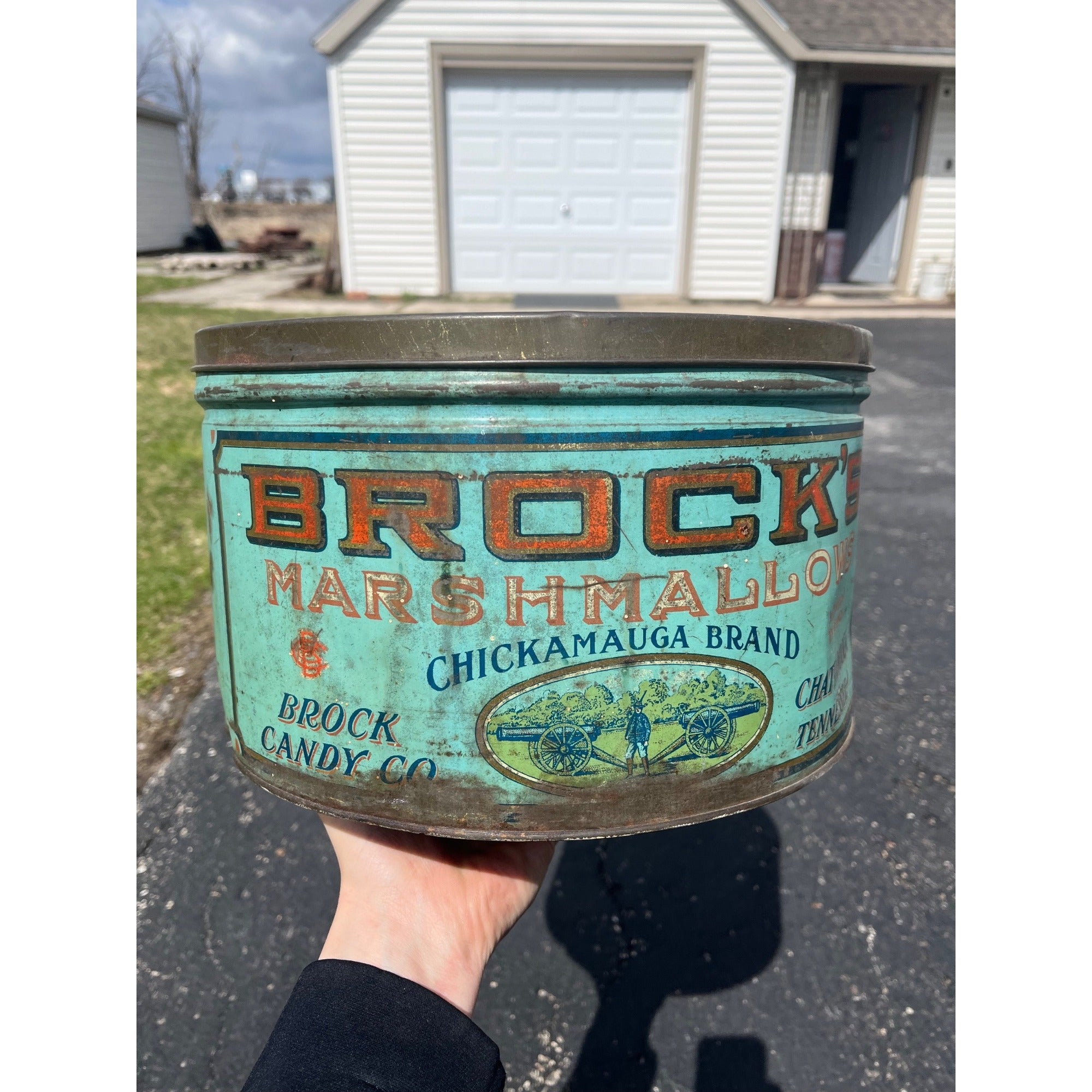 RARE Vintage Brocks Marshmallow Advertising Tin Chattanooga TN Chickamagua 5lb