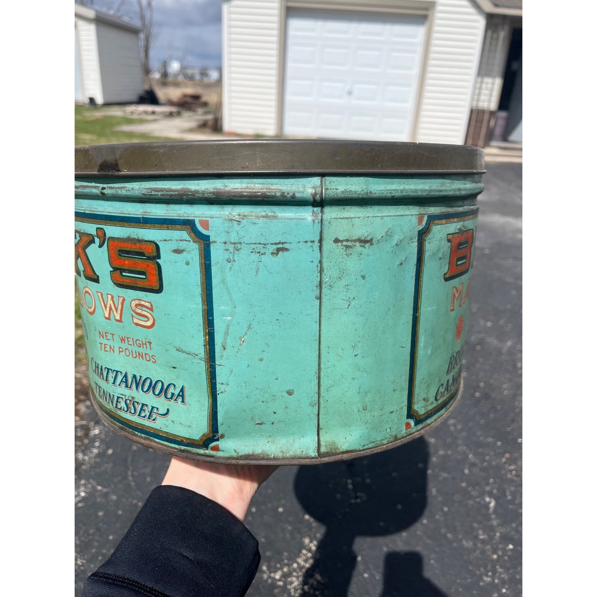 RARE Vintage Brocks Marshmallow Advertising Tin Chattanooga TN Chickamagua 5lb