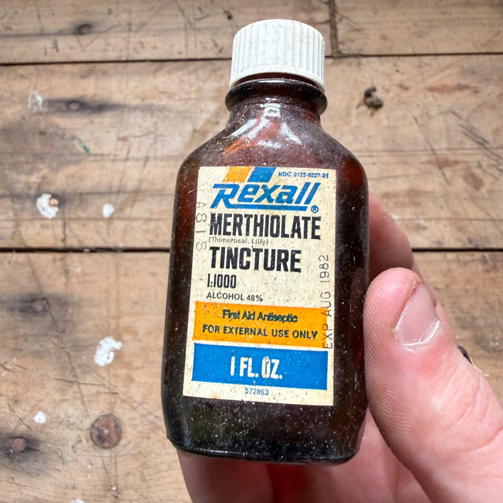 Vintage Rexall Merthiolate Tincture Amber Pharmacy Drug Store Bottle 1 Oz