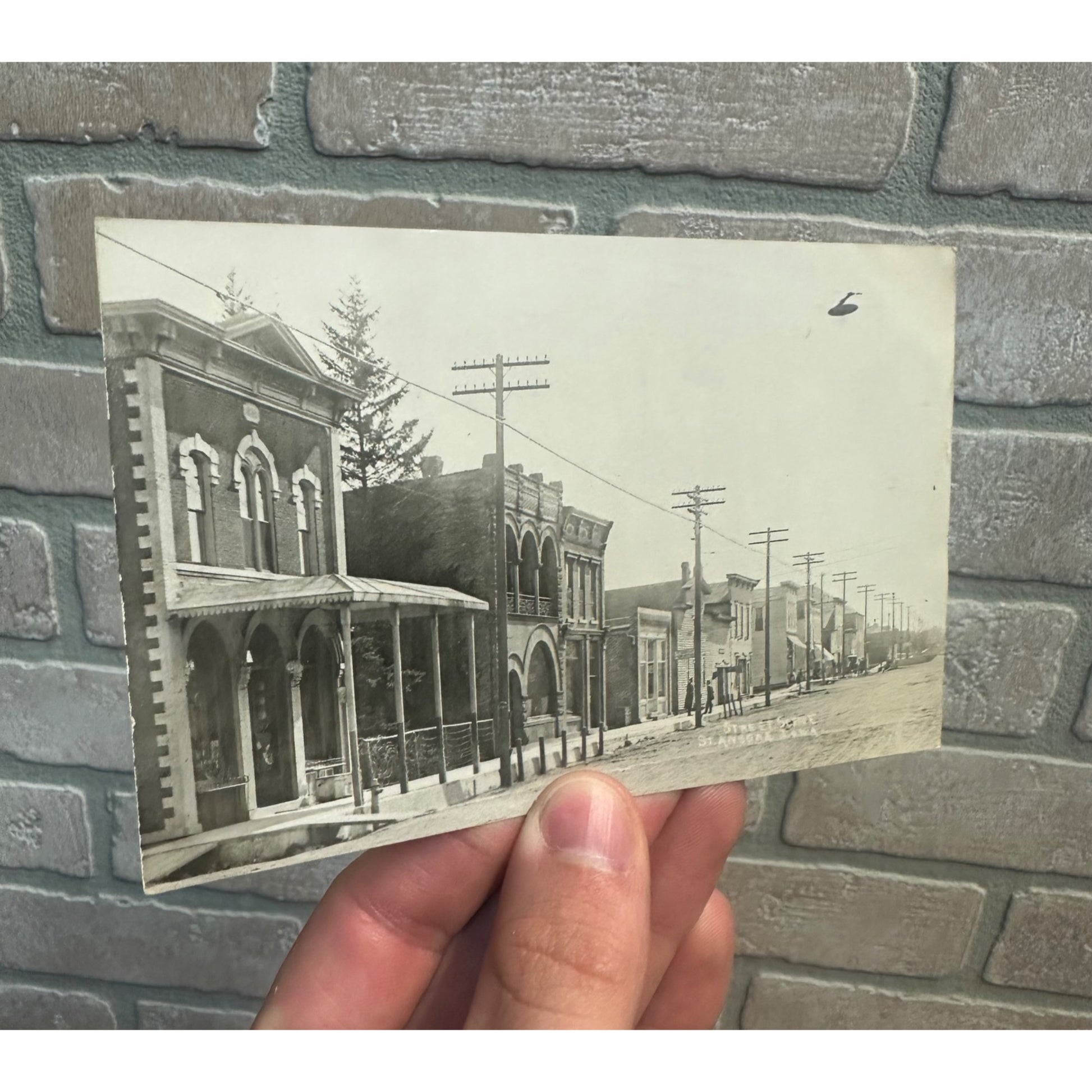 St Ansgar Iowa IA RPPC Postcard Street Scene Buildings, Post Office 1910 Vintage
