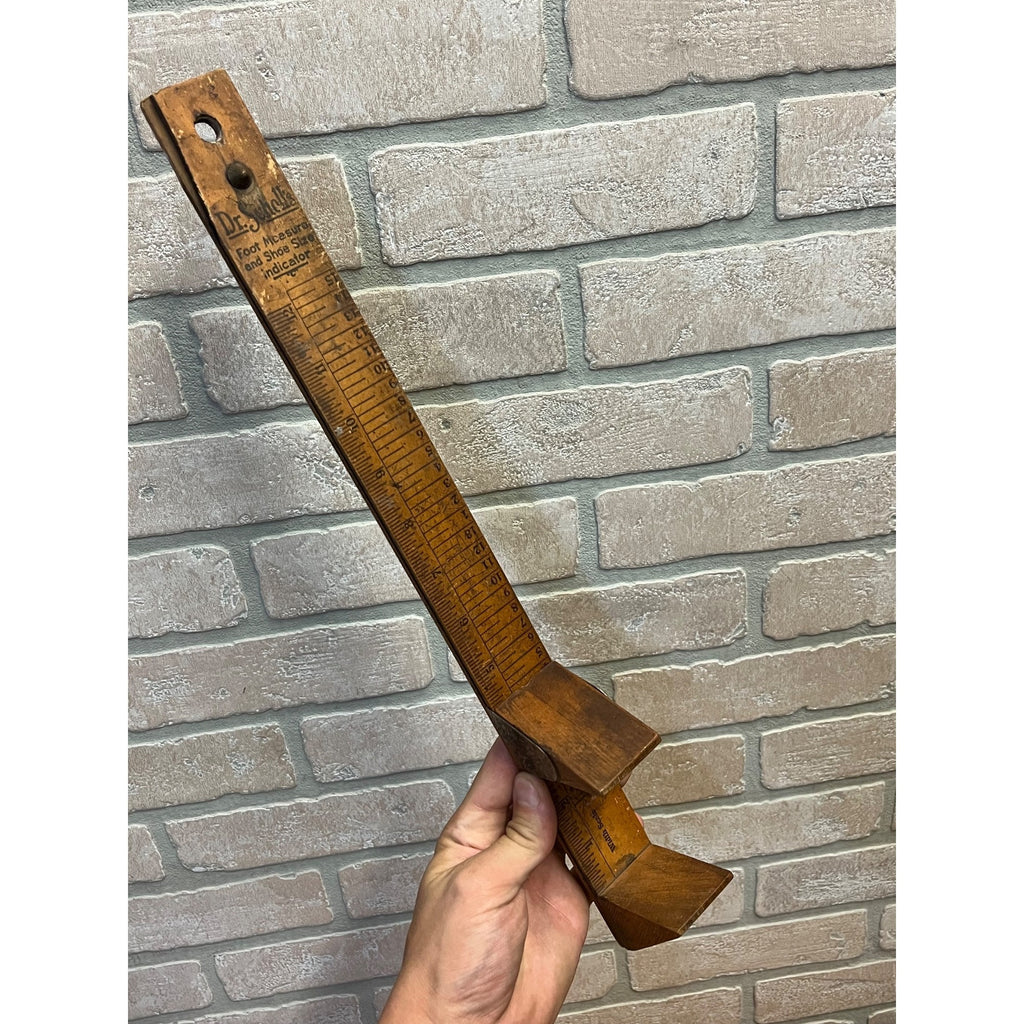 Vintage Dr Scholl’s Foot Measure Ruler Wooden Shoe Sizing Tool Chicago USA
