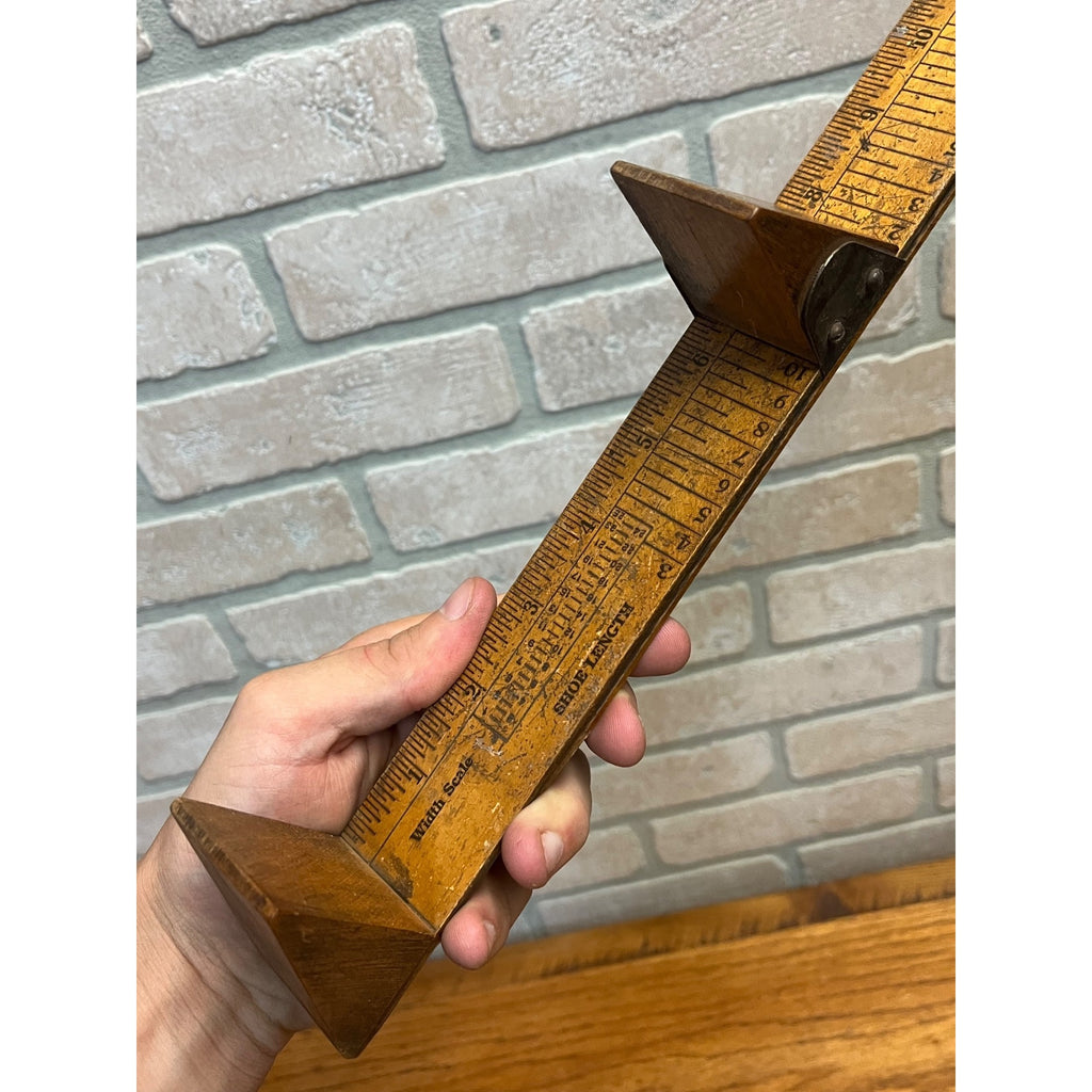 Vintage Dr Scholl’s Foot Measure Ruler Wooden Shoe Sizing Tool Chicago USA