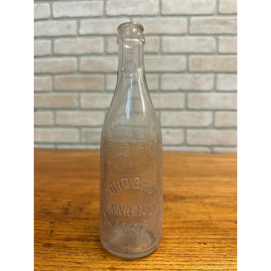 Pre-Pro 1890s Ford Bros Lawrence Mass. Beer Bottle Tooled Embossed 12oz