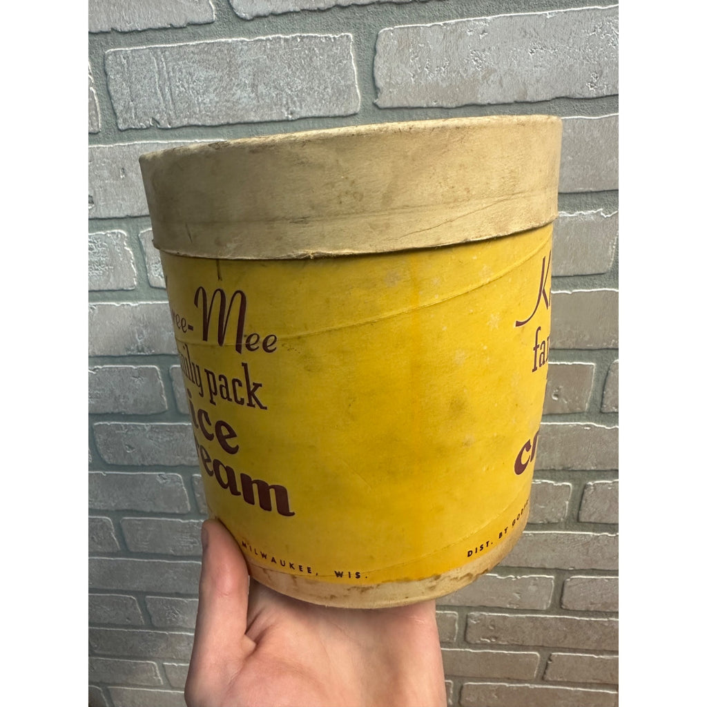 Vintage 1950s Kree-Mee Ice Cream Cardboard Carton Gallon Godfrey Milwaukee WI Wis