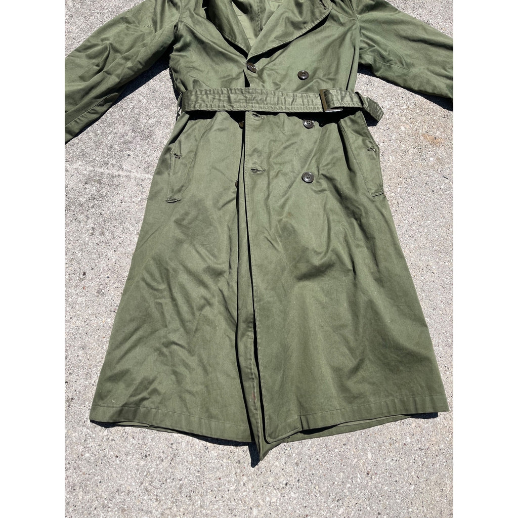 Vintage US Army 1955 Overcoat Trenchcoat OG 107 Korean War -- Long / Small