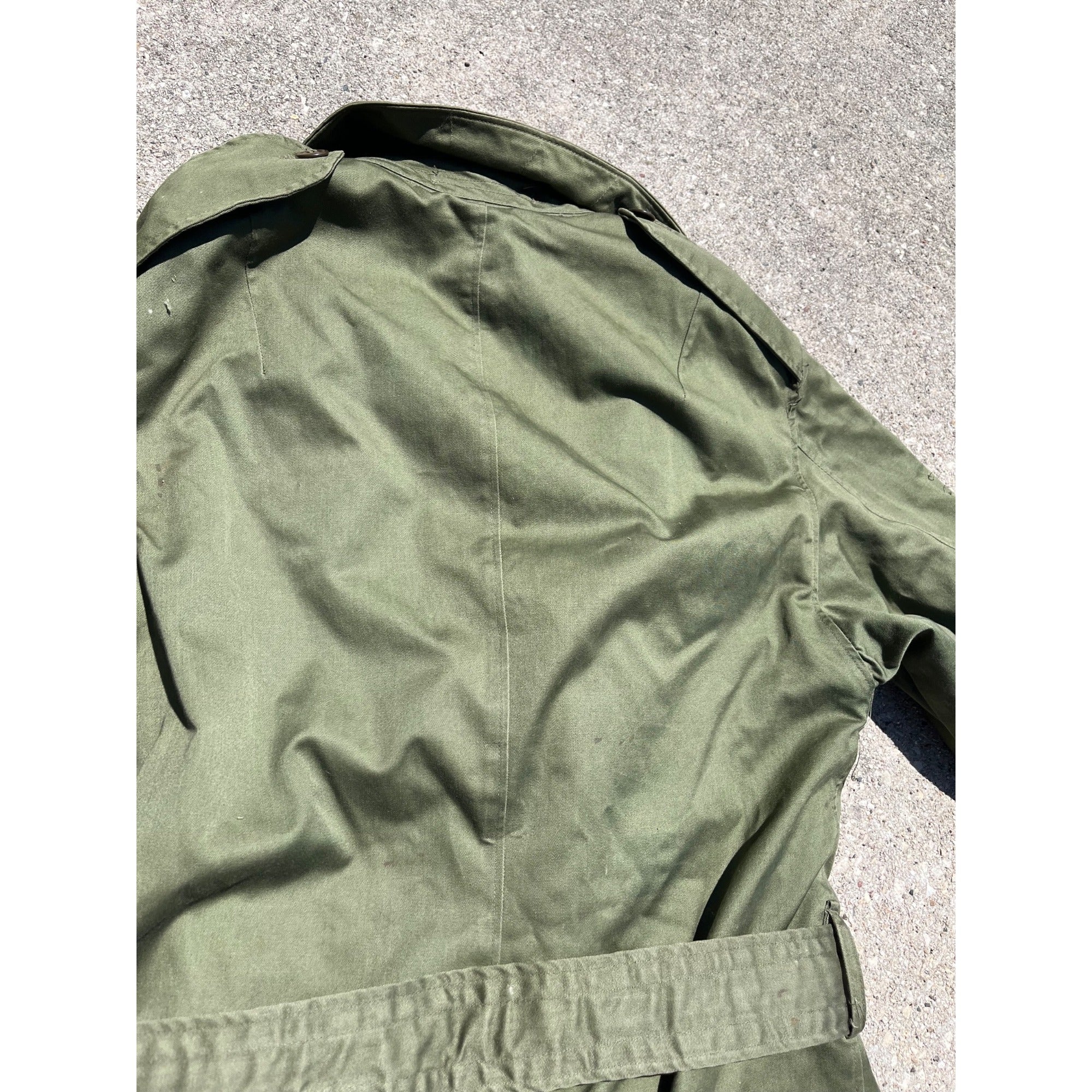 Vintage US Army 1955 Overcoat Trenchcoat OG 107 Korean War -- Long / Small
