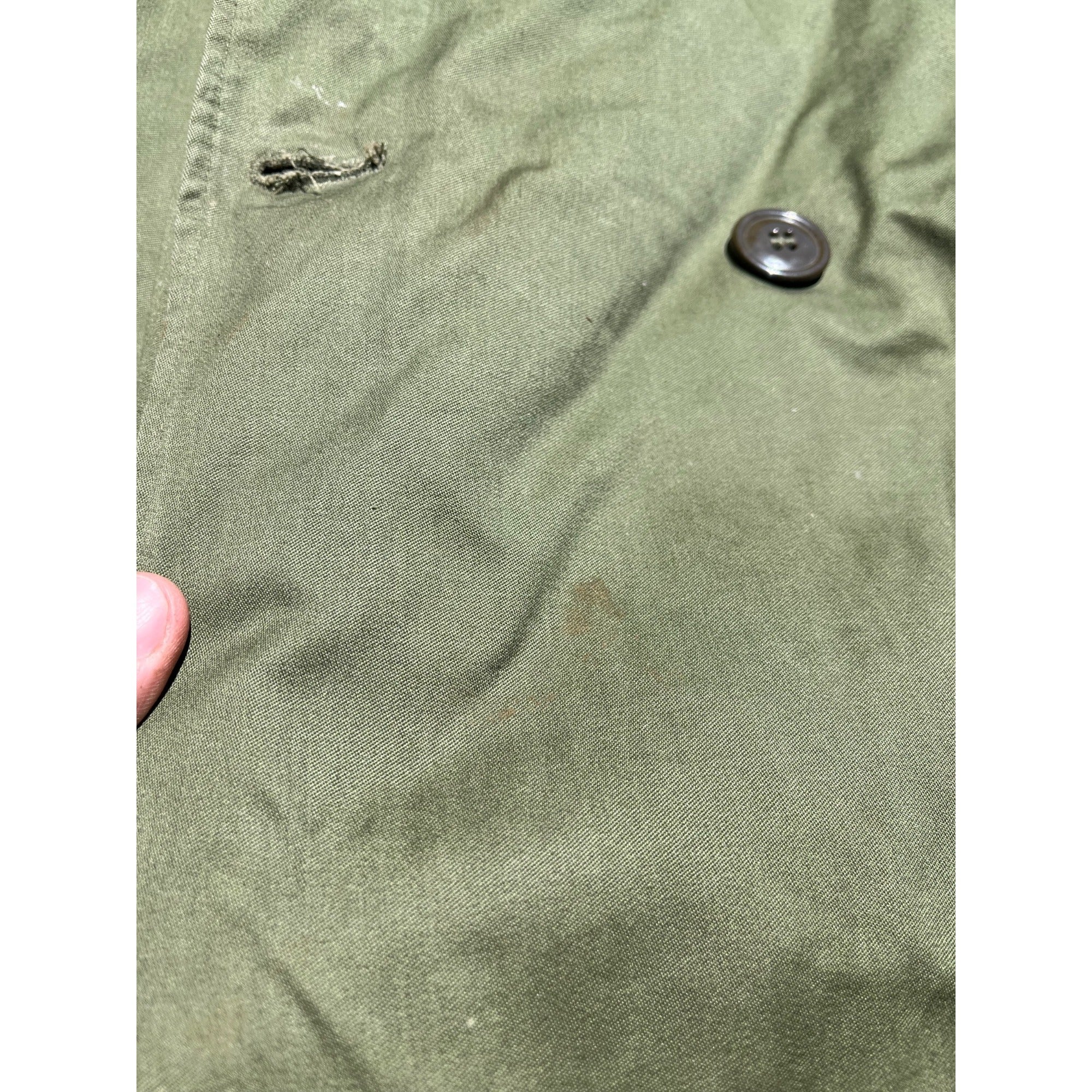 Vintage US Army 1955 Overcoat Trenchcoat OG 107 Korean War -- Long / Small