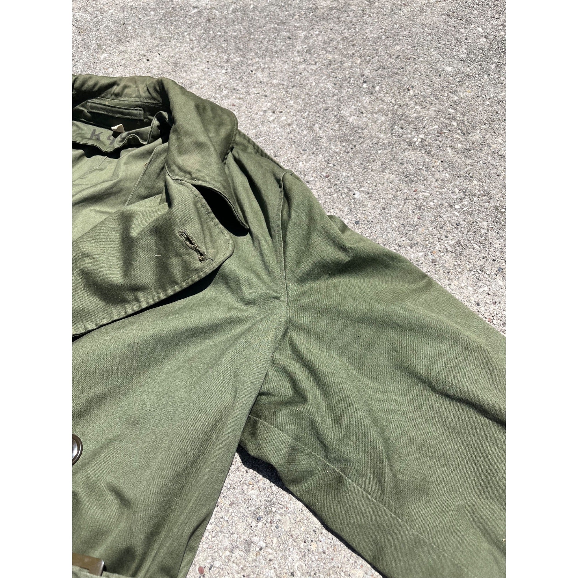 Vintage US Army 1955 Overcoat Trenchcoat OG 107 Korean War -- Long / Small