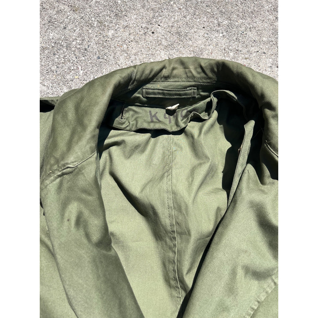 Vintage US Army 1955 Overcoat Trenchcoat OG 107 Korean War -- Long / Small