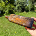 1880s Amber Udolpho Wolfe's Aromatic Schnapps Bottle 1880 Drippy Applied Lip Bottle
