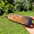 1880s Amber Udolpho Wolfe's Aromatic Schnapps Bottle 1880 Drippy Applied Lip Bottle