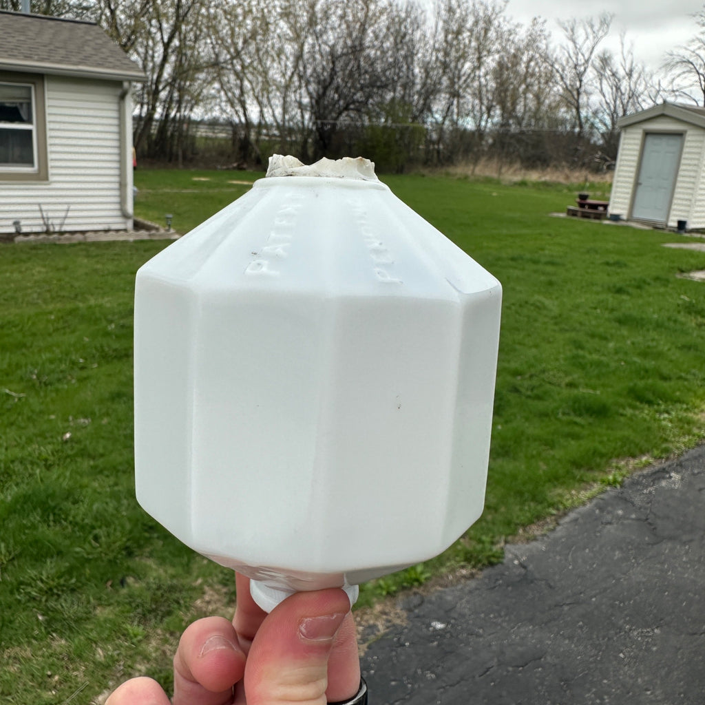 Antique D&S Dodd & Struthers White Milk Glass 10 Ten Sided Lightning Rod Ball