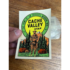 Vintage 1950s Utah Cache Valley Bridger's Men Travel Souvenir Decal Sticker NOS