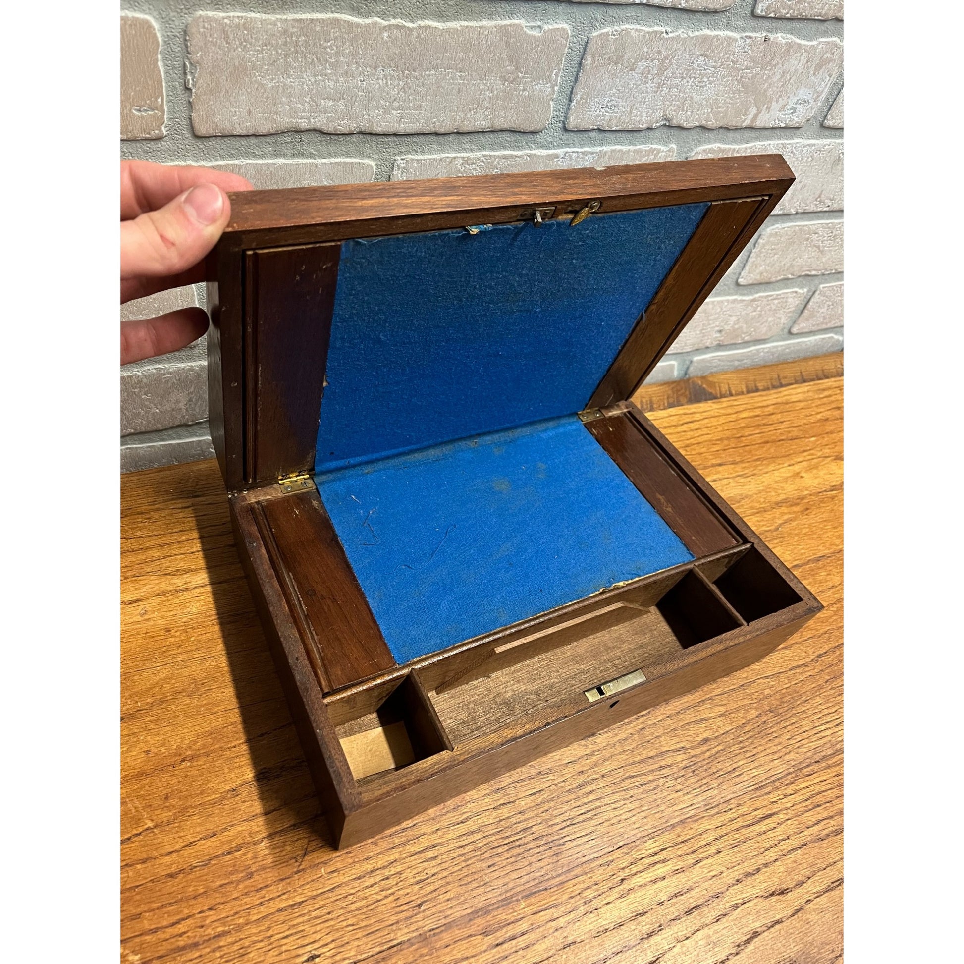 Antique 19th c. Portable Wooden Lap Field Desk Victorian 1800s