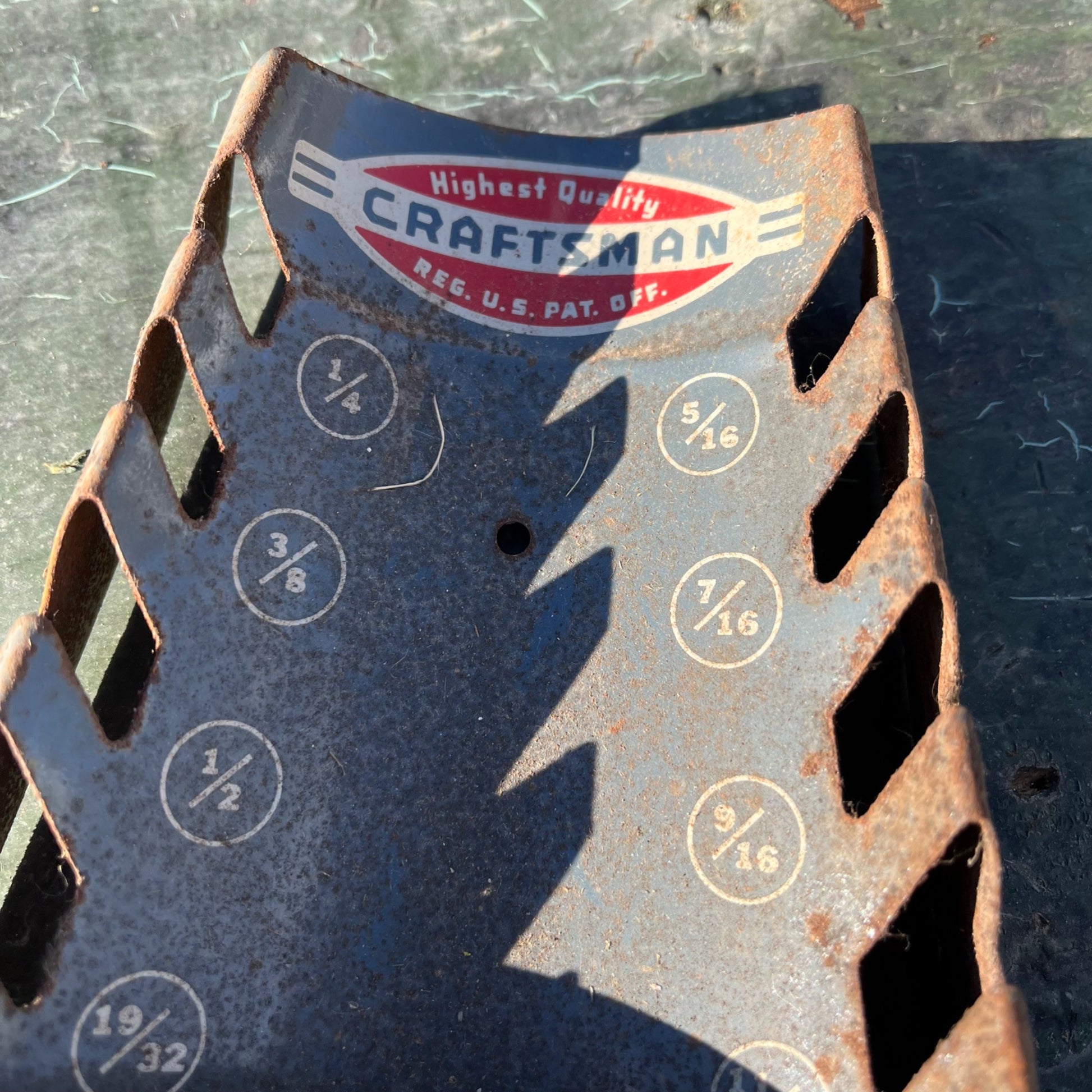 Vintage 1950's Craftsman Slot Wall Mount Wrench Tool Holder Display Rack W/ Wrenches