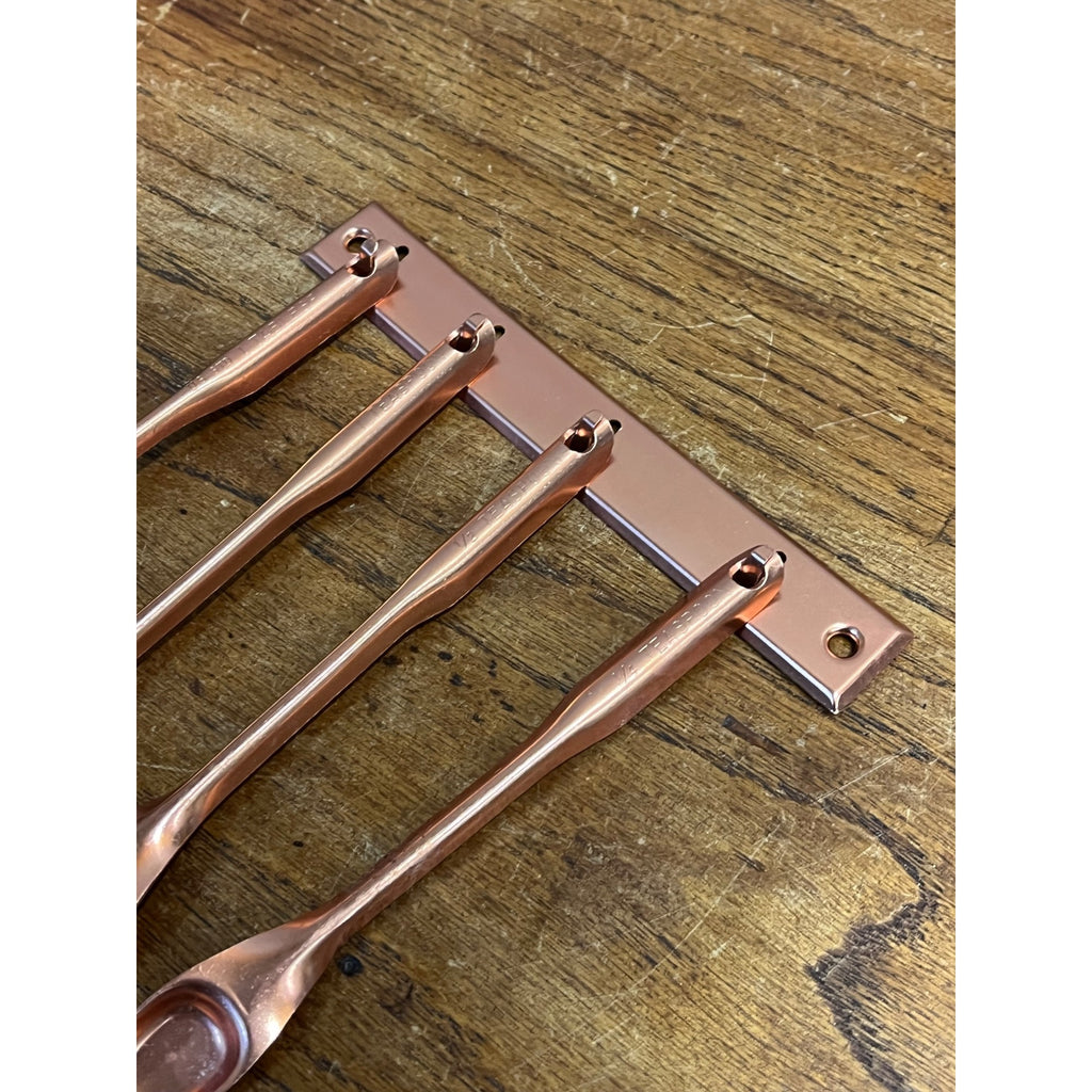 Vintage 1960s MCM Mid-Century Tablespoon Teaspoon Hanging Kitchen 5pc Set Copper