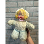 1940's Antique Gund Mfr. Plush Doll/Teddy Bear Combo-Vintage Girl Rubber