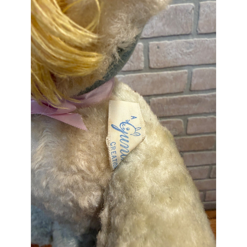 1940's Antique Gund Mfr. Plush Doll/Teddy Bear Combo-Vintage Girl Rubber