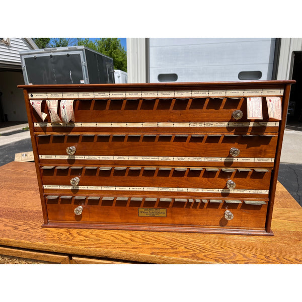 Antique 1900s McCourt Apothecary Label Oak Cabinet Pharmacy pharmacist