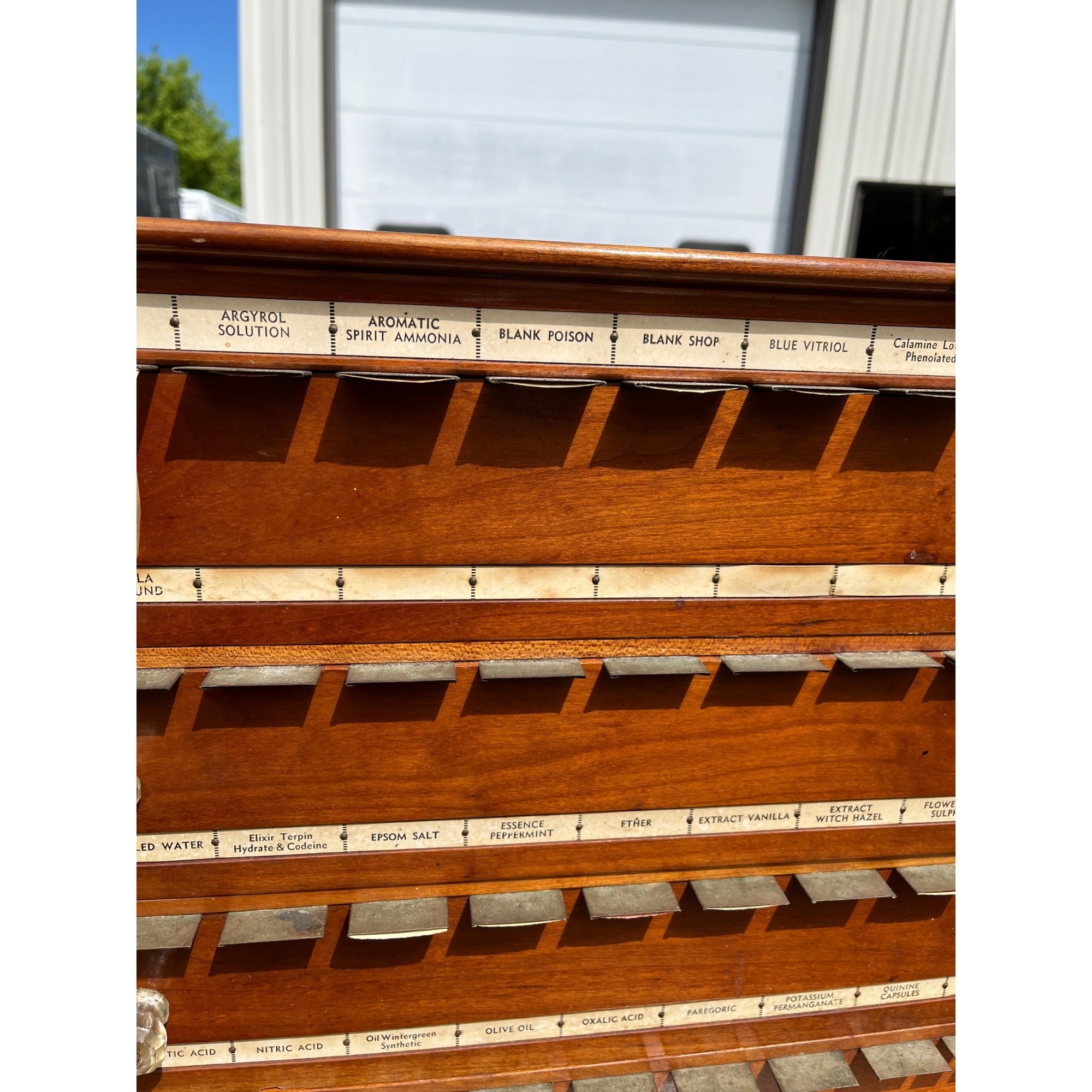 Antique 1900s McCourt Apothecary Label Oak Cabinet Pharmacy pharmacist