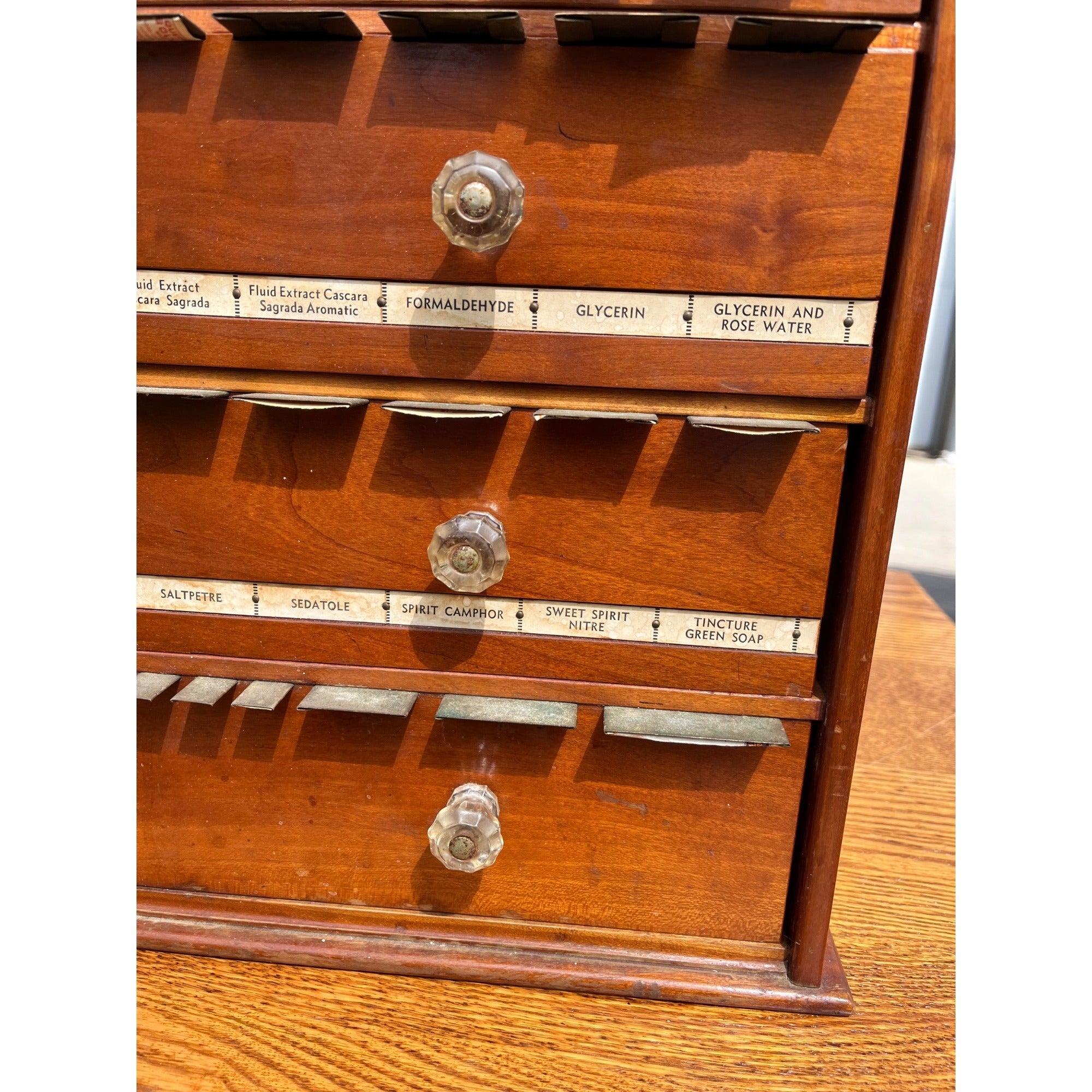 Antique 1900s McCourt Apothecary Label Oak Cabinet Pharmacy pharmacist