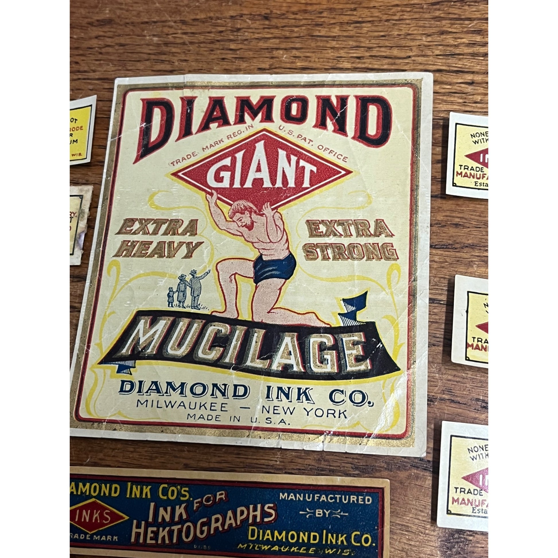 Vintage Diamond Ink Co. Huge Lot Bottle Jar Labels Milwaukee Wisconsin Wis WI