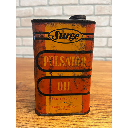 Vintage Surge Pulsator Oil 1 Pint Empty Can Farm Advertising Dairy Babson Bros Chicago