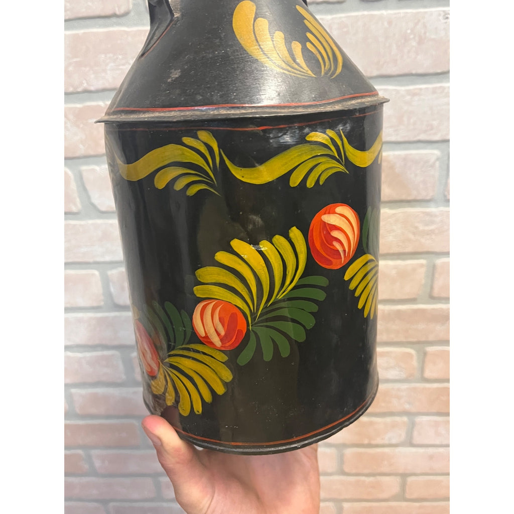 Vintage Hand Painted Kerosene Gas Metal Can w/ Handle Signed AAFA Helen Reilly