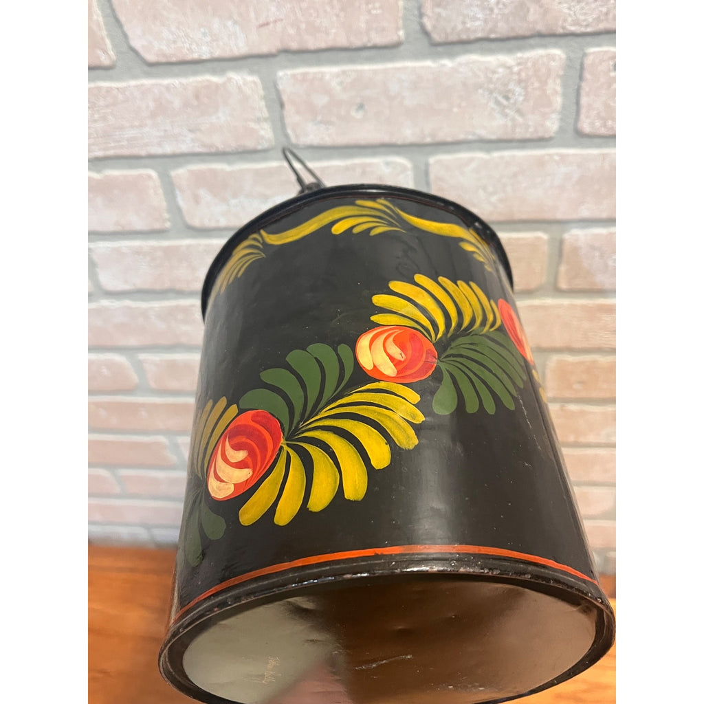 Vintage Hand Painted Kerosene Gas Metal Can w/ Handle Signed AAFA Helen Reilly