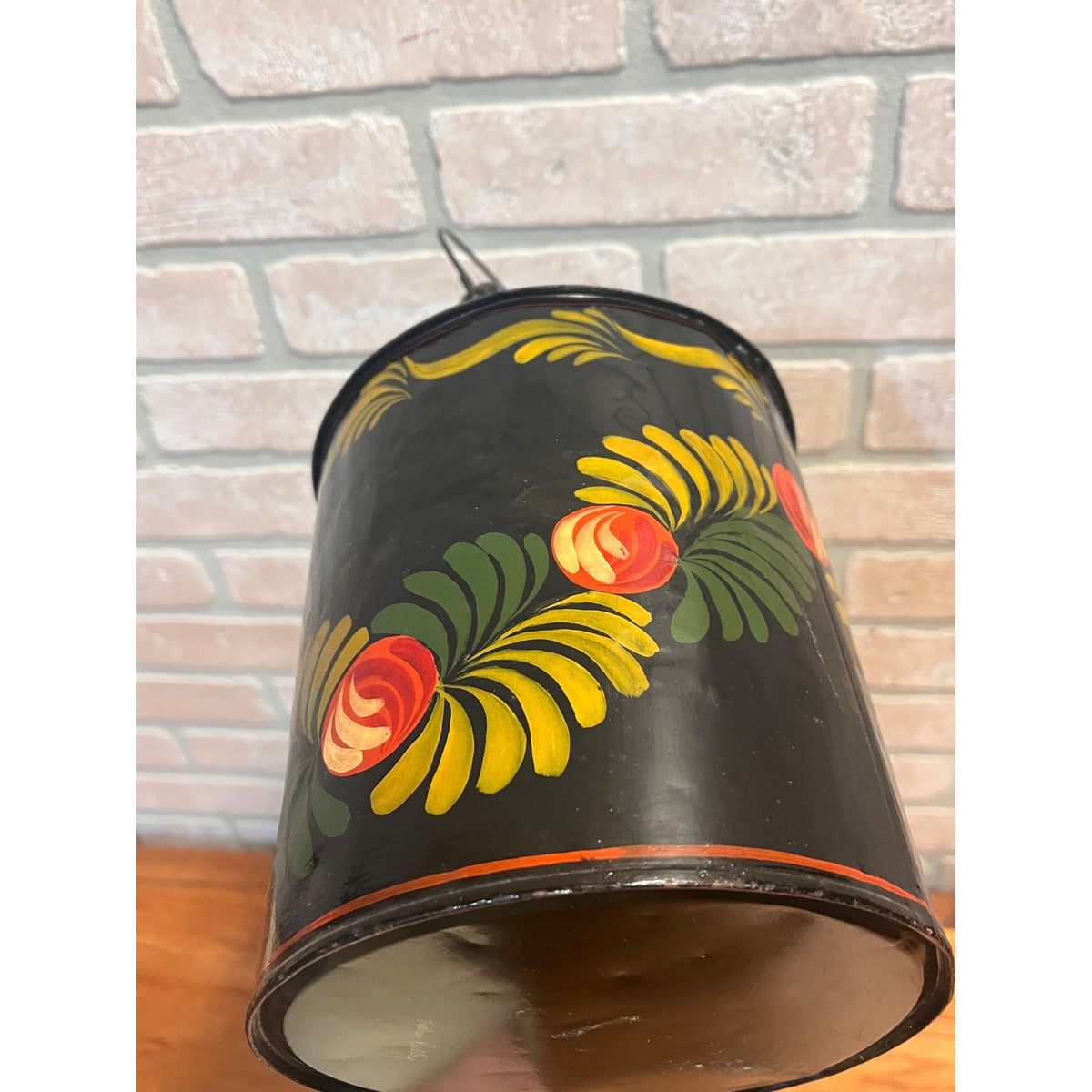 Vintage Hand Painted Kerosene Gas Metal Can w/ Handle Signed AAFA Helen Reilly