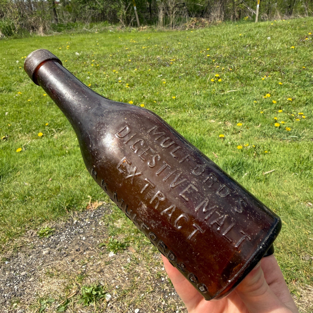 Unique Mulfords Digestive Malt Extract H.K. Muldord & Co. Chemists Phila Bottle Unusual