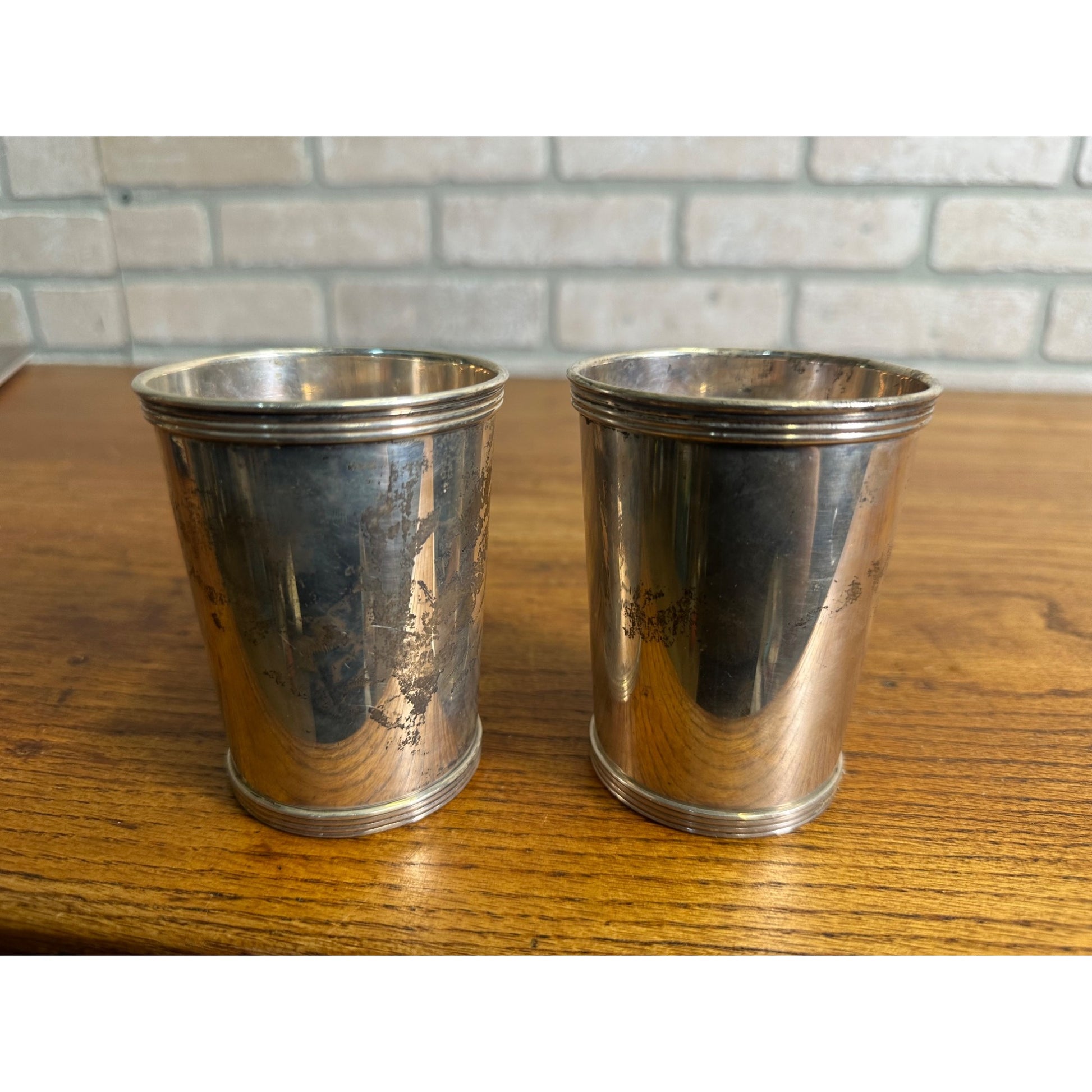 Pair International Sterling Silver 101 25 Mint Julep Cups No Mono - 252.15 g Scrap