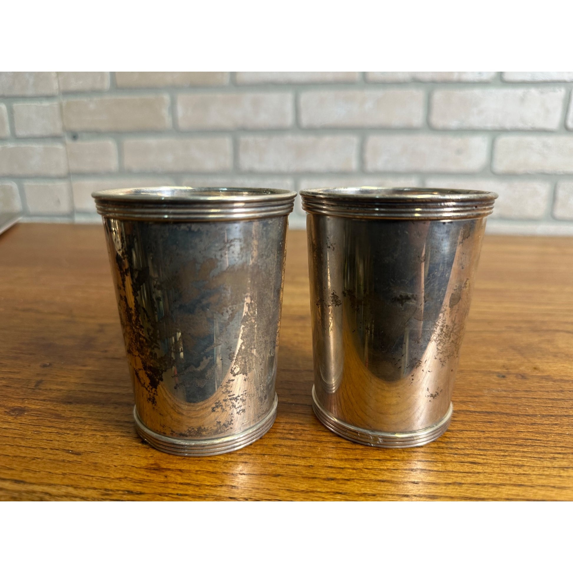 Pair International Sterling Silver 101 25 Mint Julep Cups No Mono - 252.15 g Scrap