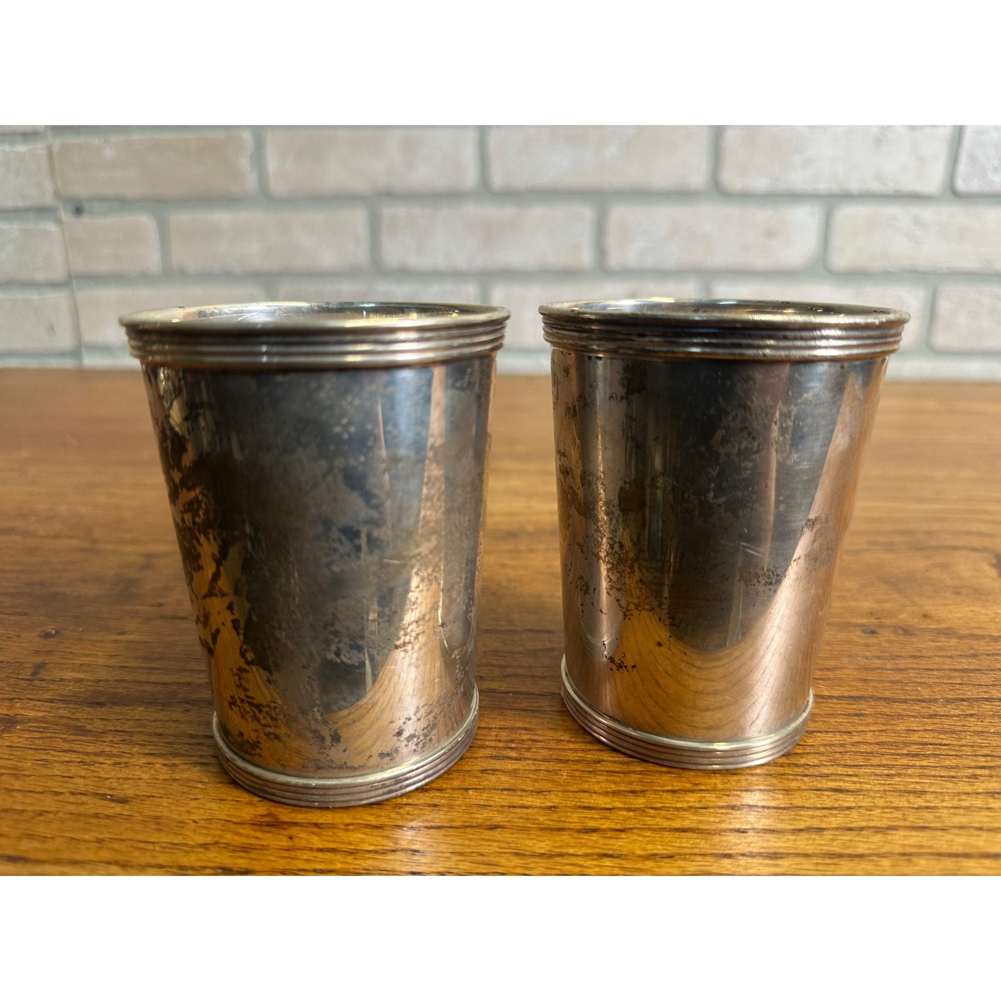 Pair International Sterling Silver 101 25 Mint Julep Cups No Mono - 252.15 g Scrap