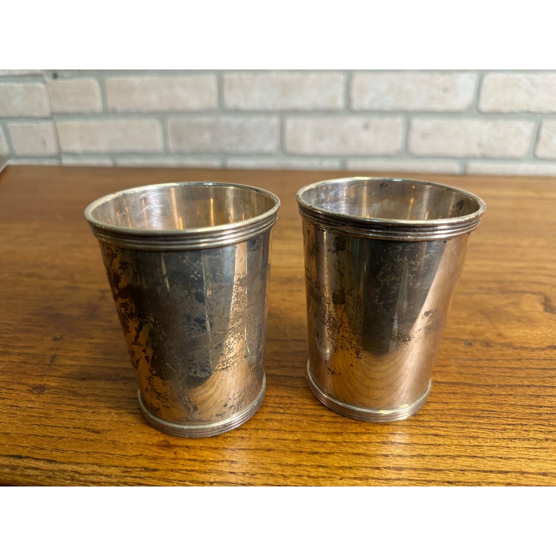 Pair International Sterling Silver 101 25 Mint Julep Cups No Mono - 252.15 g Scrap