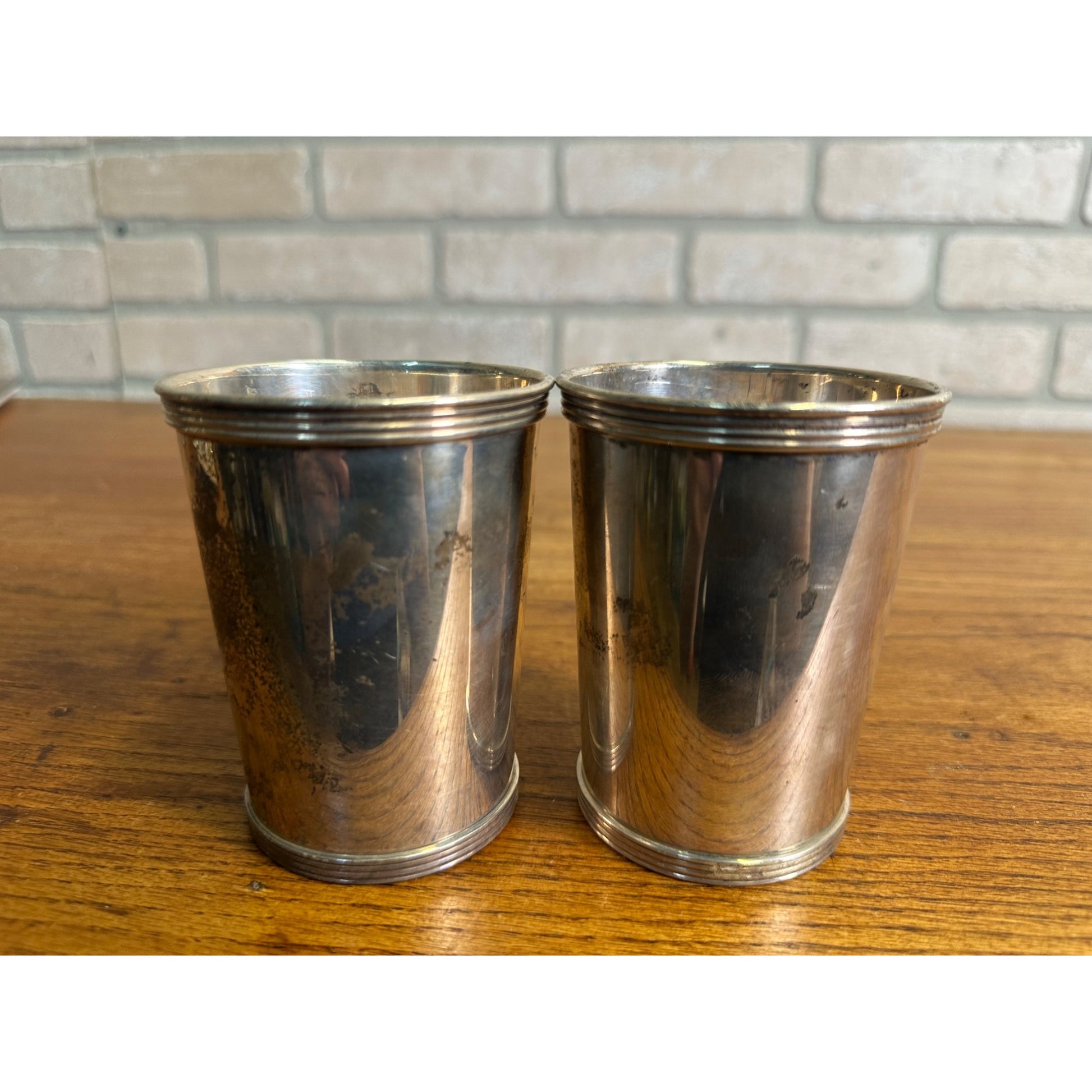 Pair International Sterling Silver 101 25 Mint Julep Cups No Mono - 252.15 g Scrap