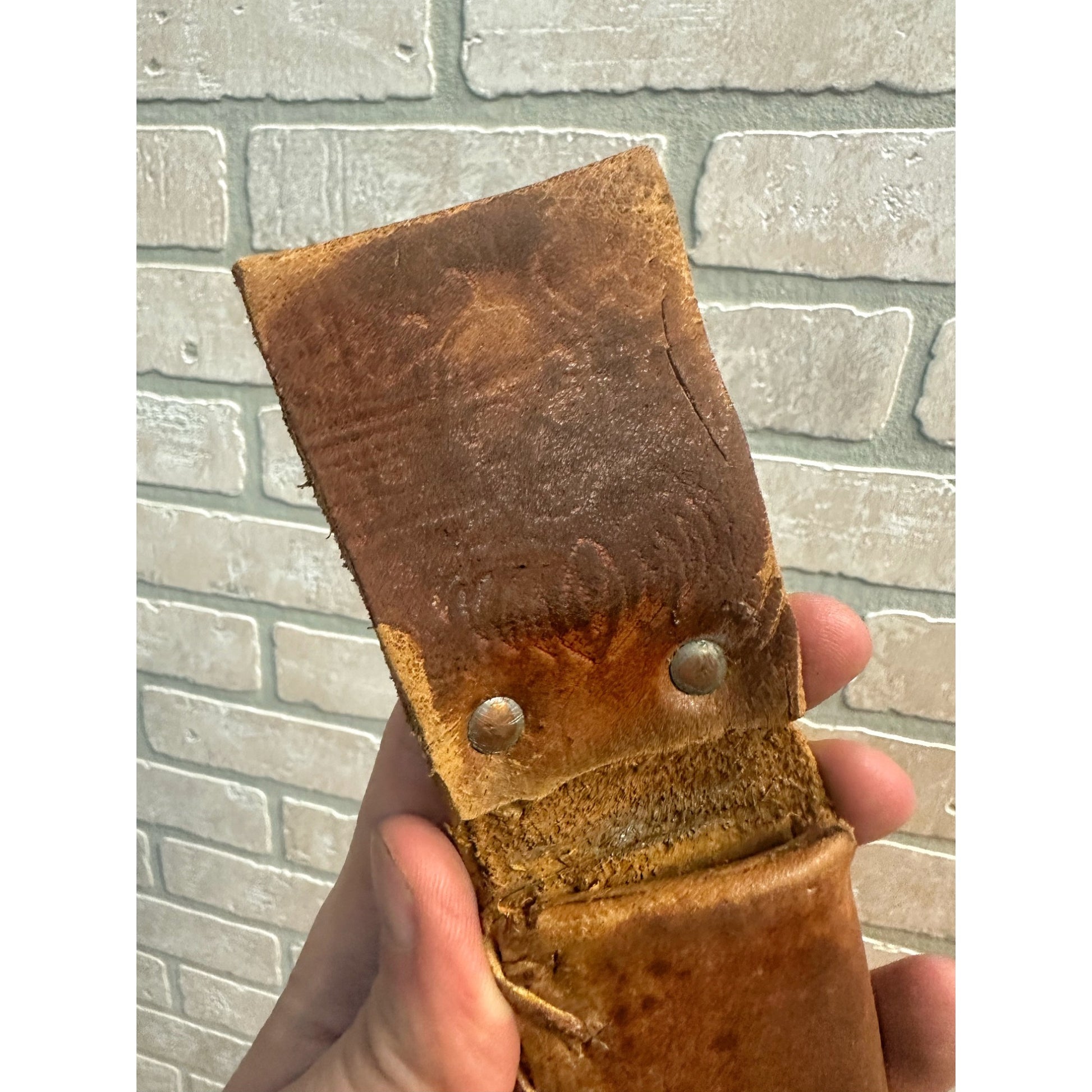Vintage 1910s Harley Davidson Early Rider's Leather Knife Sheath Live to Ride Skull