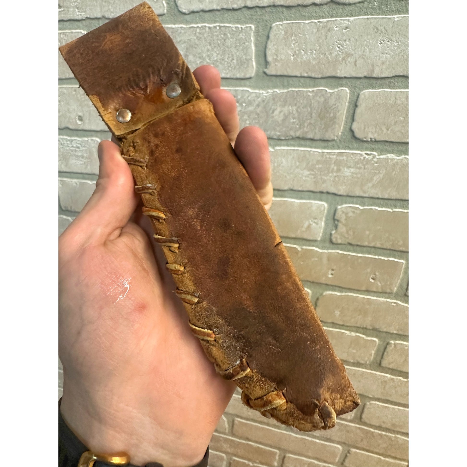 Vintage 1910s Harley Davidson Early Rider's Leather Knife Sheath Live to Ride Skull