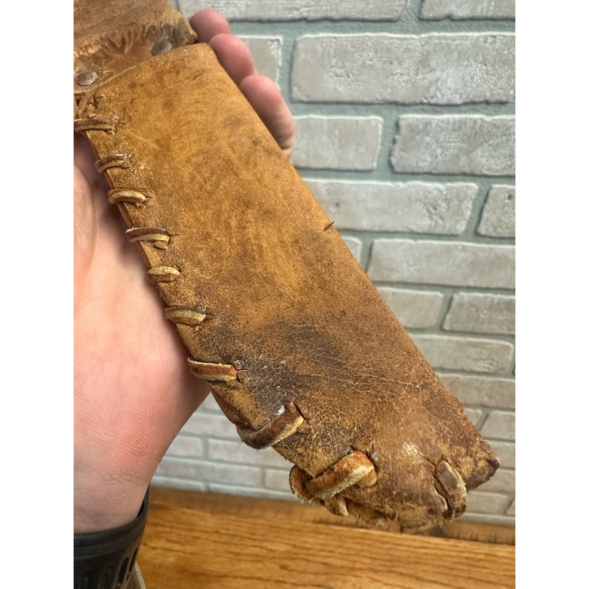 Vintage 1910s Harley Davidson Early Rider's Leather Knife Sheath Live to Ride Skull